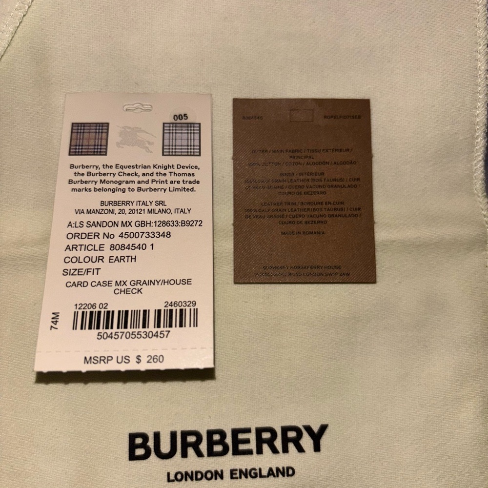 Burberry NWT Plaid Card Holder & Dust Bag - Picture 5 of 6